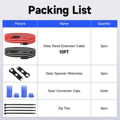 10AWG Solar Extension Panel Cable – 10FT Solar Wire with Solar Panel Adaptor Kit