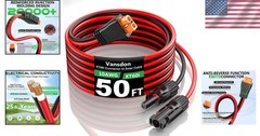 Solar to XT60i Cable 50ft 10AWG – Gold-Plated, Waterproof, Durable
