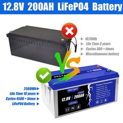 12.8V 200AH LiFePO4 Deep Cycle Lithium Battery Solar RV Yacht Camper Off-Grid