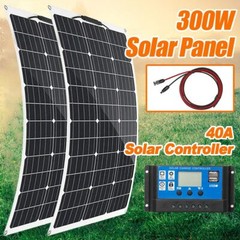 300W Flexible Solar Panel Kit Battery Charger 12V For Car Camping Boat RV Marine