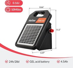NOB Helios Mini160 Solar Powered Energizer, 10 Mile Solar Electric Fence Charger
