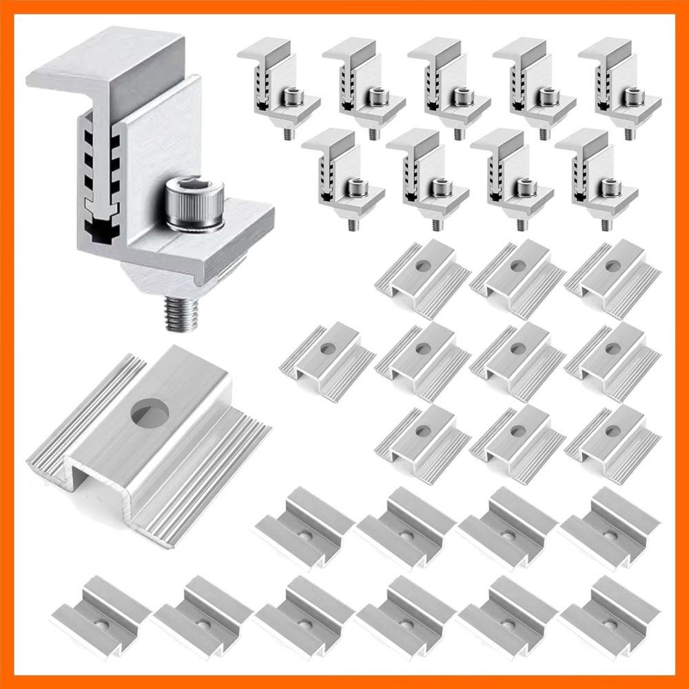28PCS Solar Panel End Clamps 35-50 mm Adjustable End Panel Clamps Aluminum So…