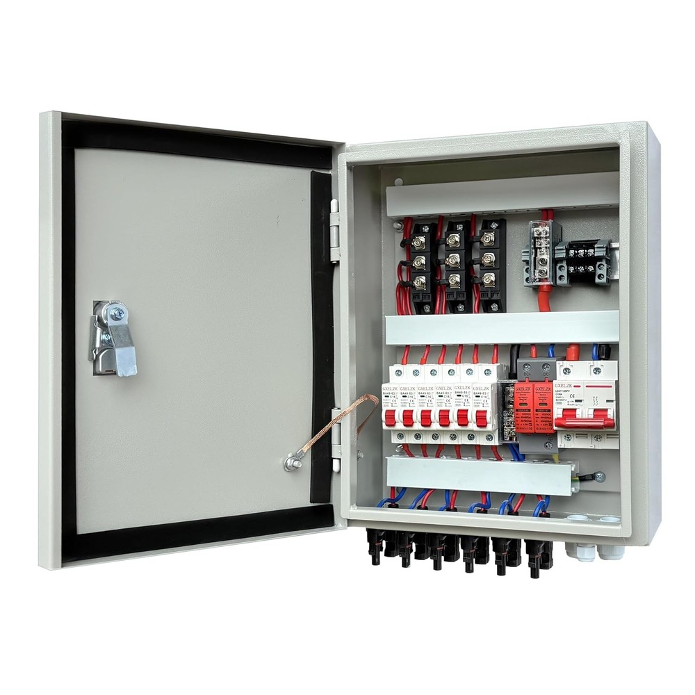 Solar Combiner Box 6 Strings 100A DC Main Circuit Breaker with Power Surge and 1