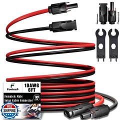 Feotech Twin Wire 6FT Solar Extension Cable – 10AWG (6mm²) Solar Panel Connec