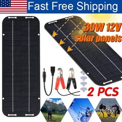 2PCS 30W Solar Panel Kit 12V Trickle Battery Outdoor Charger Maintainer Boat Car