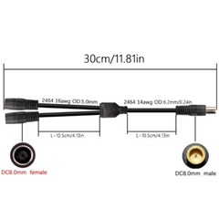DC7909 Solar Panel Charging Cable, 1 Male to 2 Female Connectors For Sub 36V