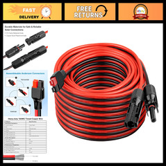 50FT 10AWG Solar Panel Extension Cable, Anderson Connector, Tinned Copper, 600V,