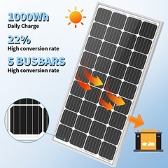 200W Monocrystalline Solar Panel High Efficiency Mono Module RV Boat Off Grid