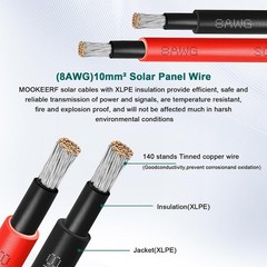 8AWG Solar Extension Cable – 10FT Waterproof Wire with Connectors for RV & Home