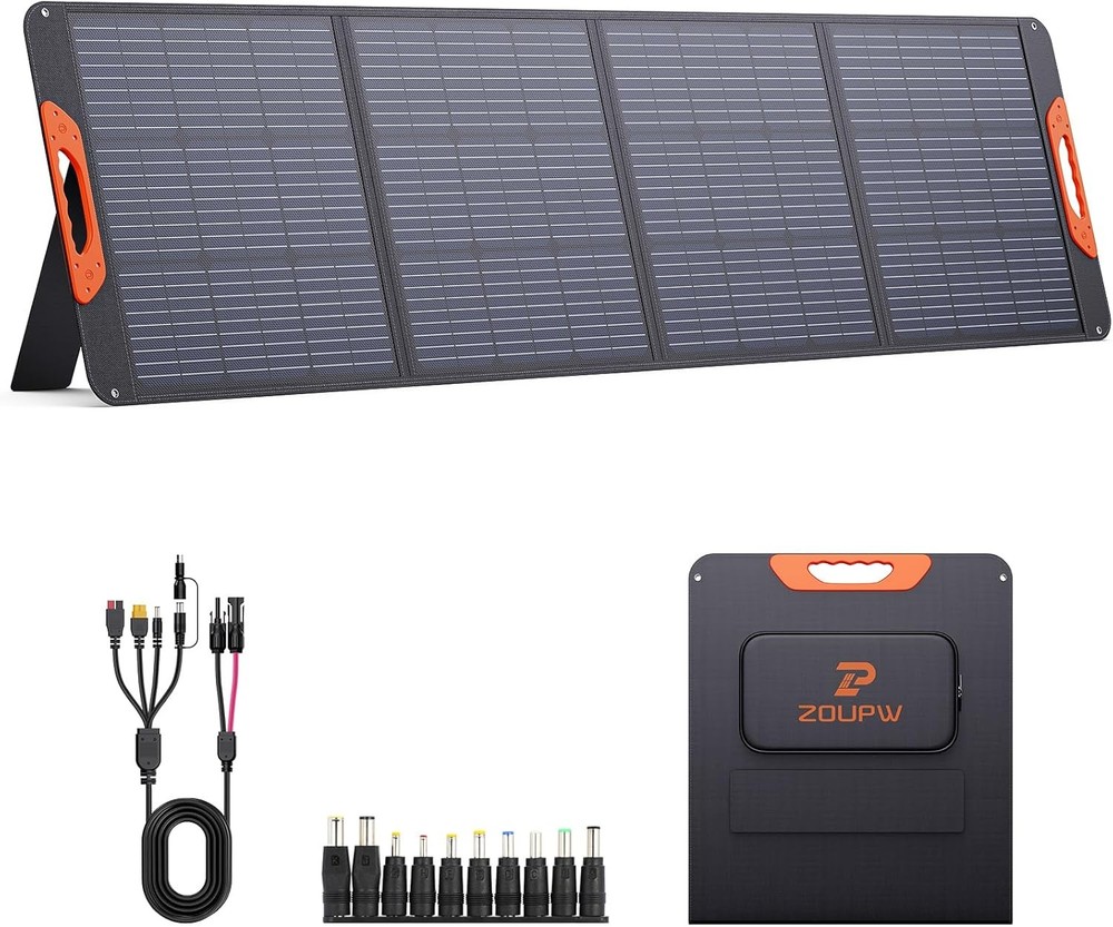 200W Portable Solar Panel ZOUPW Camping RV IP67 Waterproof