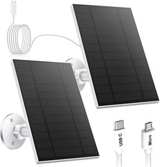 5W Solar Panel for Security Camera, Solar Panel with Micro USB & USB-C Port f…