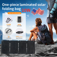 4-fold Foldable 10W 5V Solar Panel Portable Mobile Solar Panels Charger Dual USB