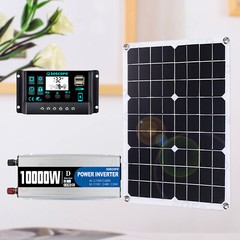 110V Power Inverter Solar Generator With 500W Solar Panel Home Complete 10000W A