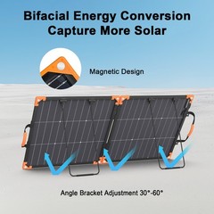 MHPOWOS 100W Foldable Solar Panel DC XT60 Cable for EcoFlow Jackery Anker