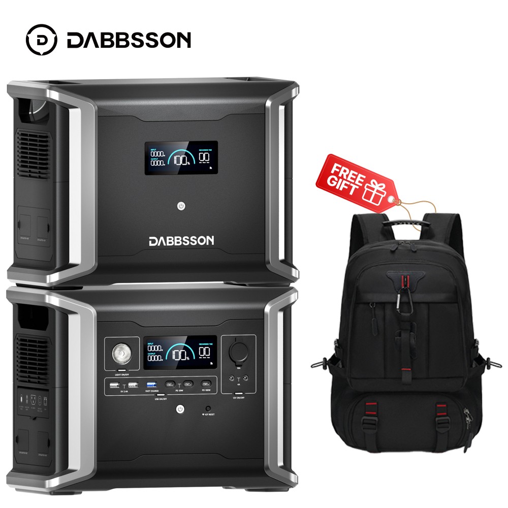Dabbsson 3030Wh 1200W Power Station Expandable w/ Extra Battery for Home Camping