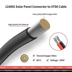 12AWG XT60 Solar Cable 2 10 25 35 50 75 100FT XT60 Extension Cable Solar 25FT