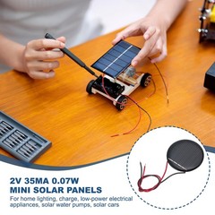 MECCANIXITY 2 Pcs 2V 0.07W 35mA Mini Solar Panels, Small Black