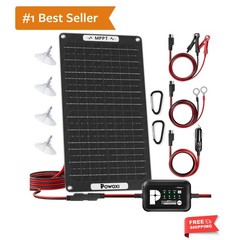 15W Solar Battery Charger: 12V Solar Car Battery Trickle Maintainer – with MP…