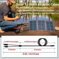 Durable 16.5Ft Solar Connector to 8mm Adapter – Fast Charging for Power Stations
