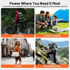 Litheli 24W Foldable Solar Panel Charger, Dual USB-C/USB-A 5V/3A, IP54 for