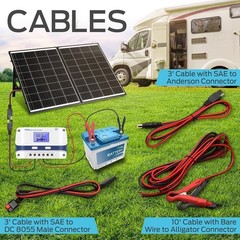 SereneLife 1 Pc. Portable Mono Solar Panel Starter Kit-200W Off-Grid Solar Panel
