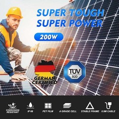200W Solar Panel 9BB Mono Cell Module PV Power Charger 12V Solar Panels Camping