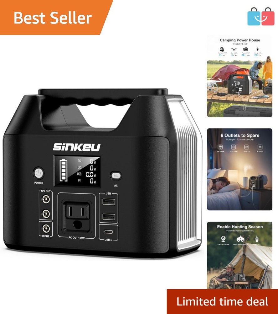 Versatile 150W Solar Generator with 6 Outputs – Ideal for Camping & Emergencies