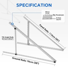 Adjustable 45″ Solar Panel Mounting Brackets Kit – 0-90° Tilt for Roof, RV, Boat