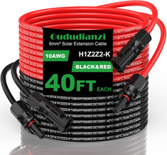 Solar Extension Cable 40Ft, Solar Wire 10AWG, Tinned Copper PV Cable 10Gauge, So