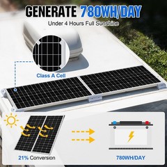 200 Watts 200W Monocrystalline Solar Panel 12V Mono Module for Battery Charger