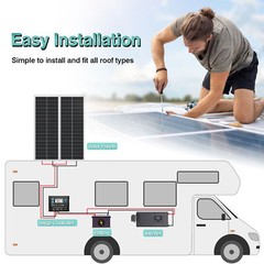 PFCTART 1000W Solar Panel 100W 12V Monocrystalline PV Module for RV Home Garden