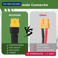 MOOKEERF Solar to XT60 Extension Cable 10AWG 60FT Solar Connector to XT60 Adapte