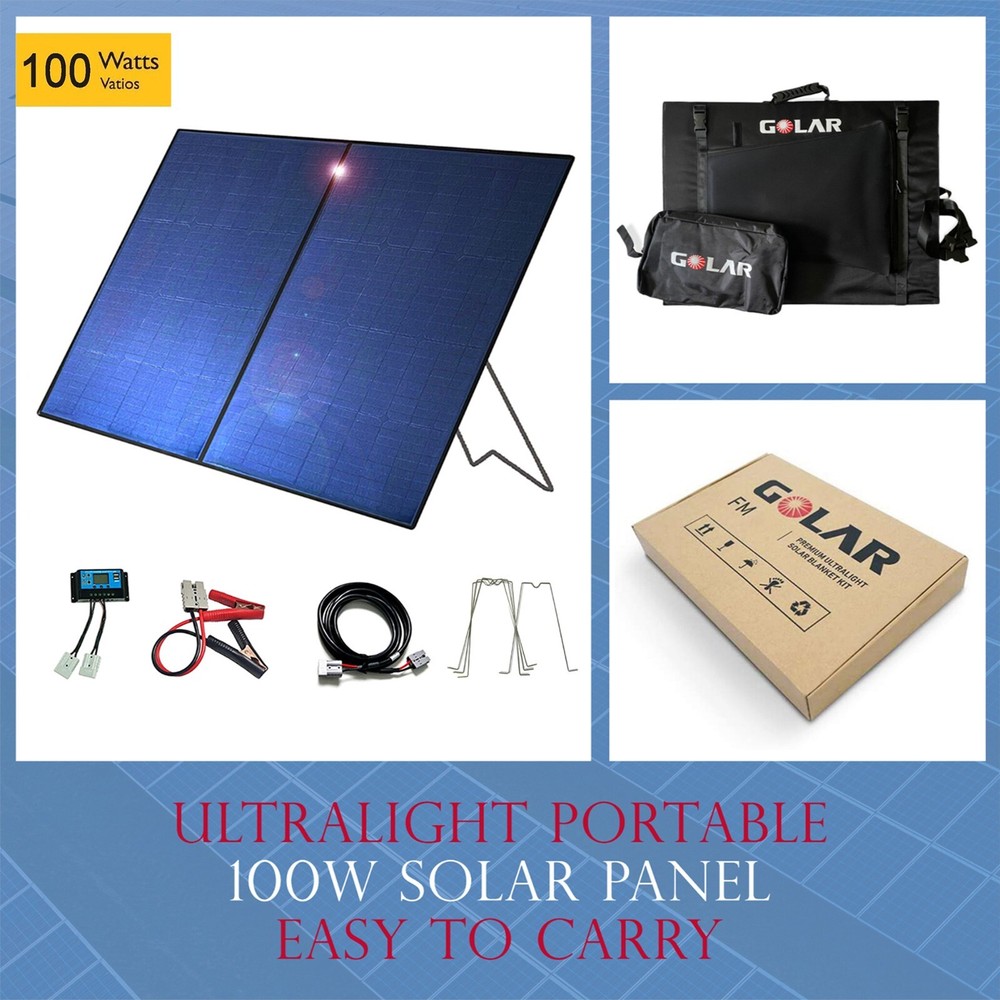 100W Portable Solar Panel Kit Battery Charger Generator Foldable Camping RV Car