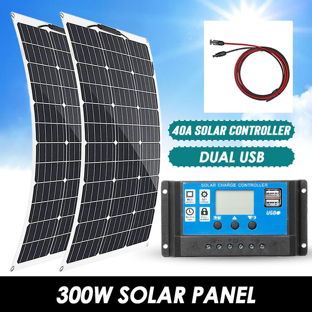300W Flexible Solar Panel Mono 12V Portable Power Camping Home RV Battery Charge