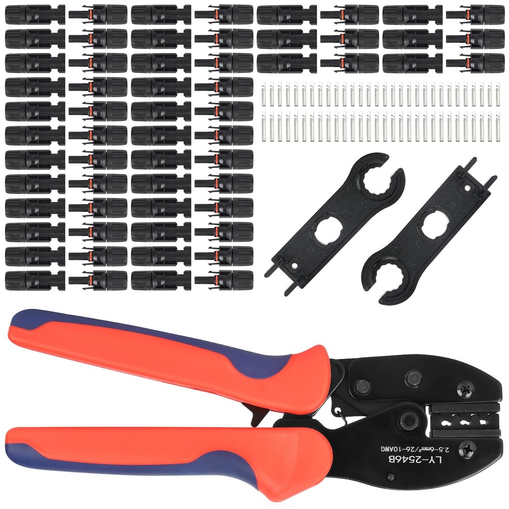 123PCS Solar Crimper Tool Kit – 30 Pairs Solar Connectors 30 Pairs Solar Conn…