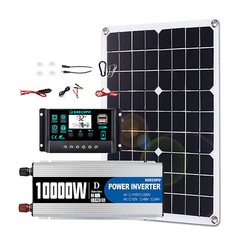 110V Power Inverter Solar Generator With 500W Solar Panel Home Complete 10000W A