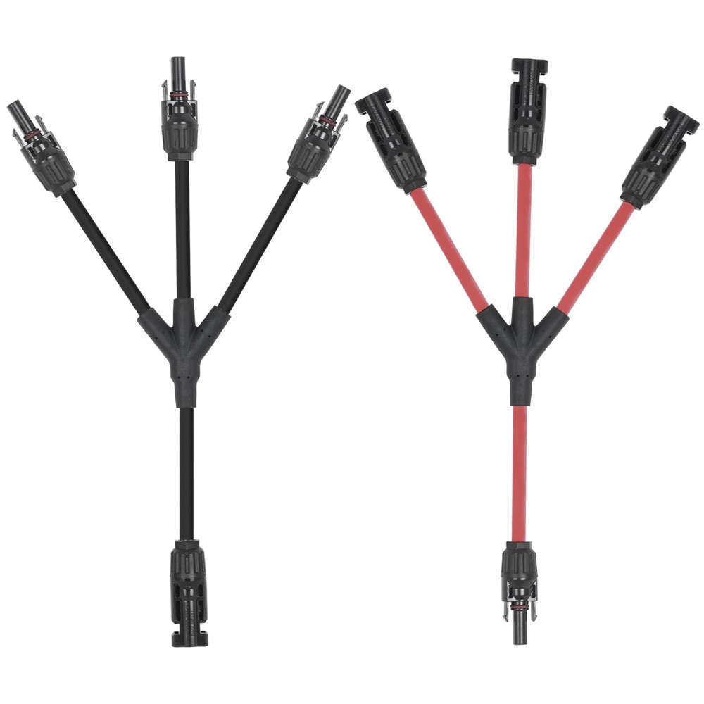 Solar Y Splitter Connector 10 AWG 3 to 1 Parallel Cable Red Black
