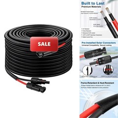 XRDS -RF Solar Panel Cable 50FT, 10AWG Solar Extension Cable Male & Female