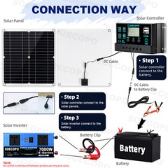 7000W Complete Solar Panel Kits Solar Power Generator 100A Home 110V/220V Syst