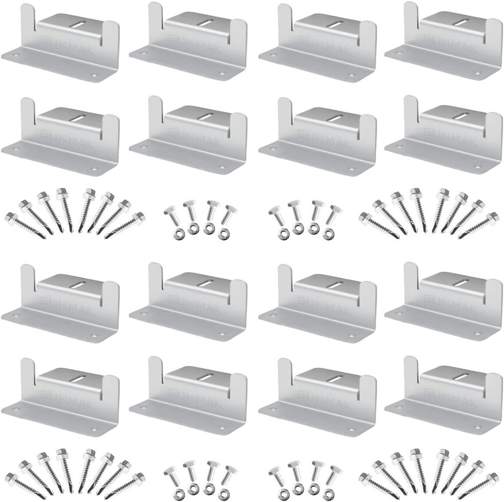 SUNMAK 16 Units per Set Solar Panel Mounting Z Brackets Solar Panel Mounting