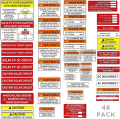 48-Pack Photovoltaic (PV) Solar System Installer Label Kit