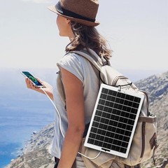 20W 5V Portable Solar Panel Power Bank USB Cell Phone Charger Camping Outdoor