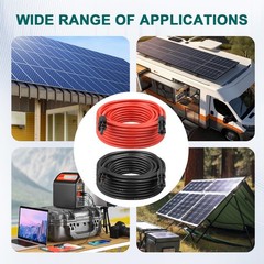 Solar Panel Extension Cable – 8AWG 20FT Solar Wire with Female & Male Waterpr…