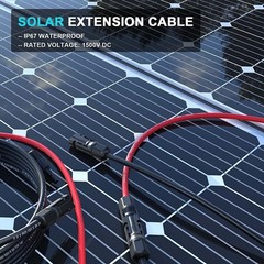 50ft Black + 50ft Red 10AWG Solar Panel Extension Cable Flexible Wire Connectors