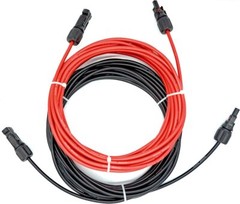 Black+Red 10 AWG Solar Panel Extension Cable Silicone Flexible Wire Connectors