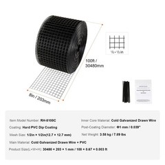 8in x100ft Solar Panel Bird Guard w/ 50 Pcs Tie Wires,Critter Guard Roll Kit PVC