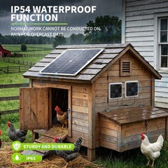 Solar Powered Fan with Dual IP57 Waterproof Fans Size 28cm*28cm for Chicken Coop