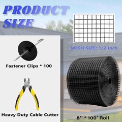 8 Inch X 100FT Solar Panel Bird/Critter Guard Anti-Rust with 100 Fastener Clips