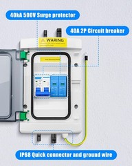 40A DC Solar Disconnect Switch – IP65 PV Circuit Breaker Box, 500V PV Disconn…