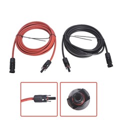 12AWG Solar Panel Extension Cable Wire Connector 1 Pair 25ft Black + Red